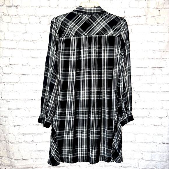 Lou Grey x Loft Collaboration Wms S Black White Plaid Button Up Shirt Dress Fall - Picture 3 of 10
